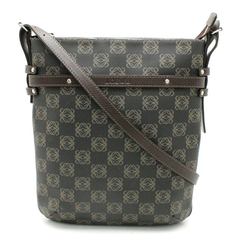 Loewe Anagram Leather Crossbody Bag Dark Brown
